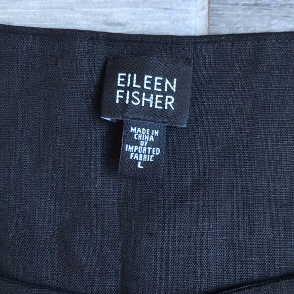 Eileen Fisher Black Double Layer Linen Dress - Picture 2 of 4